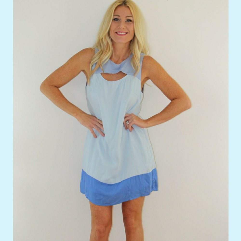 Blue colorblock shift summer sun dress